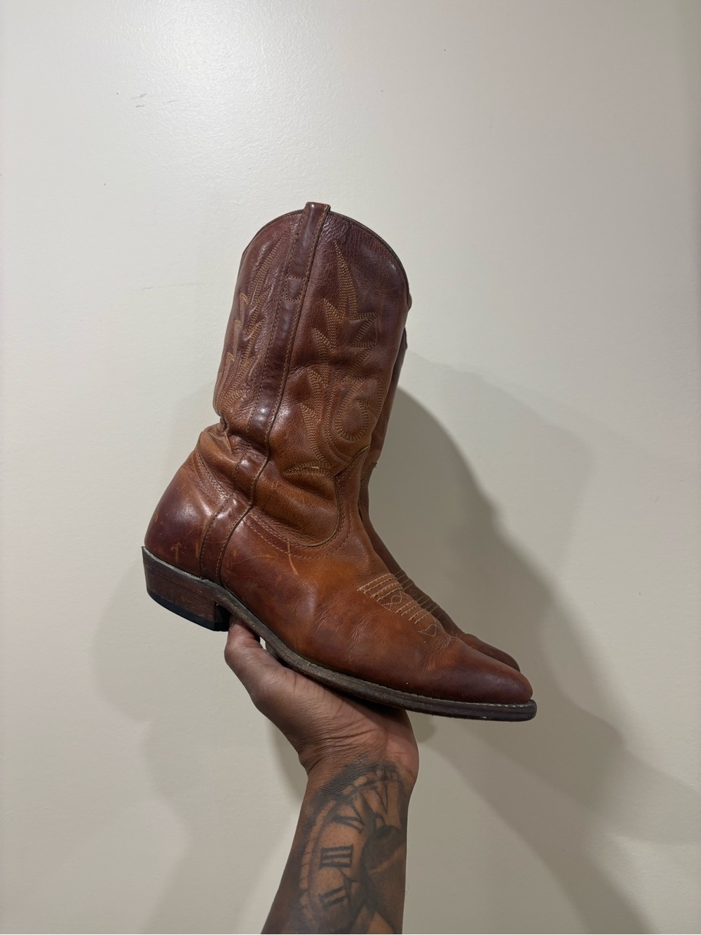 Vintage Leather Western Cowboy Boot